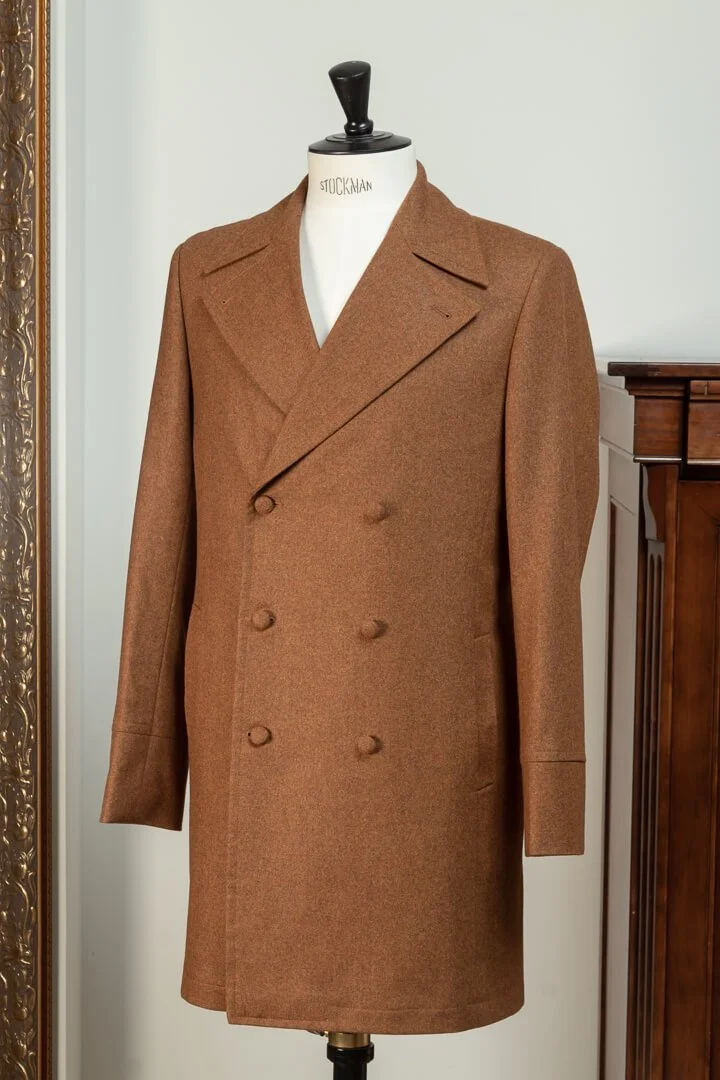 Overcoat Double Breasted 6x2 Flannel Bright Tan Twill — De Oost